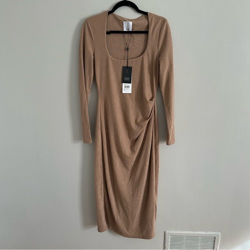 Acler Highfield Midi Dress Nougat - Picture 2 of 9